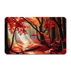 Forest Path Red Nature Magnet (rectangular)