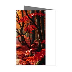 Forest Path Red Nature Mini Greeting Cards (pkg Of 8)