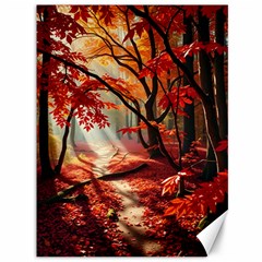 Forest Path Red Nature Canvas 36  X 48  by Bedest