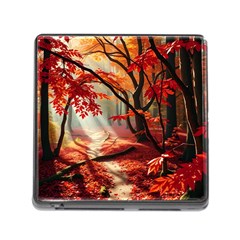 Forest Path Red Nature Memory Card Reader (square 5 Slot)