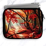 Forest Path Red Nature Apple iPad 2/3/4 Zipper Cases Front