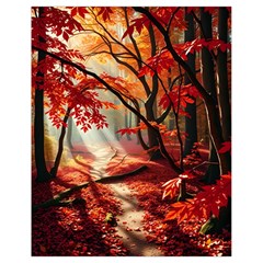 Forest Path Red Nature Drawstring Bag (small)