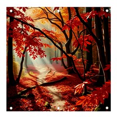 Forest Path Red Nature Banner And Sign 4  X 4 