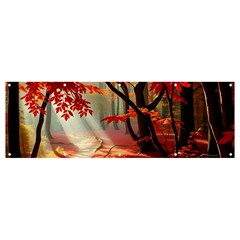 Forest Path Red Nature Banner And Sign 12  X 4  by Bedest