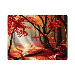 Forest Path Red Nature Premium Plush Fleece Blanket (mini)