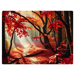 Forest Path Red Nature Premium Plush Fleece Blanket (extra Small) by Bedest