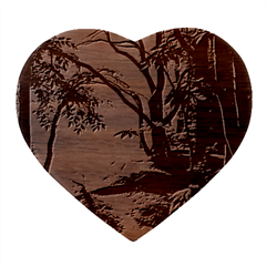 Forest Path Red Nature Heart Wood Jewelry Box