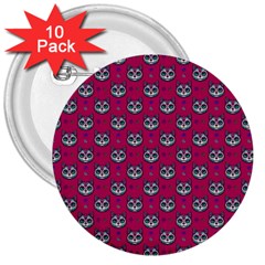 Calavera Cat Art Pattern 3  Buttons (10 Pack) 