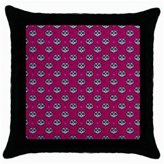 Calavera Cat Art Pattern Throw Pillow Case (black) by ExtraGoodSauce