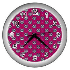 Calavera Cat Art Pattern Wall Clock (silver)