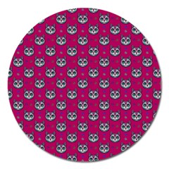 Calavera Cat Art Pattern Magnet 5  (round)