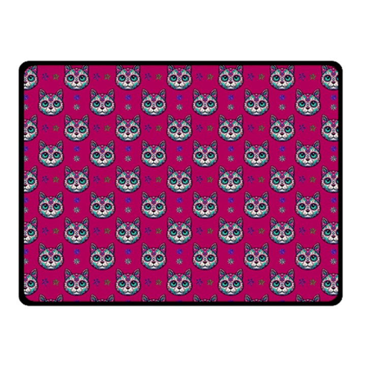 Calavera Cat Art Pattern Fleece Blanket (Small)