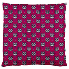 Calavera Cat Art Pattern Large Premium Plush Fleece Cushion Case (two Sides) by ExtraGoodSauce