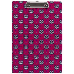 Calavera Cat Art Pattern A4 Acrylic Clipboard by ExtraGoodSauce