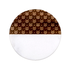 Calavera Cat Art Pattern Classic Marble Wood Coaster (round)  by ExtraGoodSauce