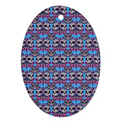 Colorful Sugar Skull Cat Pattern Ornament (oval)