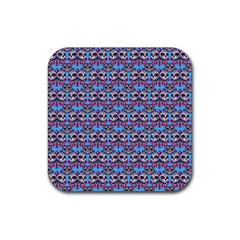 Colorful Sugar Skull Cat Pattern Rubber Coaster (square)