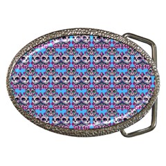 Colorful Sugar Skull Cat Pattern Belt Buckles