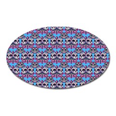 Colorful Sugar Skull Cat Pattern Oval Magnet