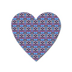 Colorful Sugar Skull Cat Pattern Heart Magnet by ExtraGoodSauce