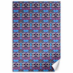 Colorful Sugar Skull Cat Pattern Canvas 12  X 18 