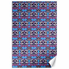 Colorful Sugar Skull Cat Pattern Canvas 24  X 36  by ExtraGoodSauce