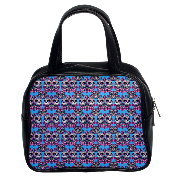 Colorful Sugar Skull Cat Pattern Classic Handbag (Two Sides)