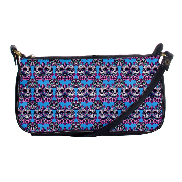 Colorful Sugar Skull Cat Pattern Shoulder Clutch Bag