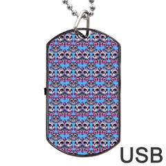 Colorful Sugar Skull Cat Pattern Dog Tag Usb Flash (two Sides) by ExtraGoodSauce