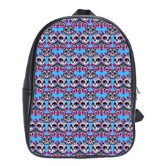 Colorful Sugar Skull Cat Pattern School Bag (xl) by ExtraGoodSauce