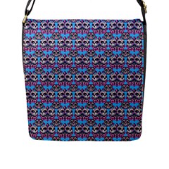 Colorful Sugar Skull Cat Pattern Flap Closure Messenger Bag (l) by ExtraGoodSauce