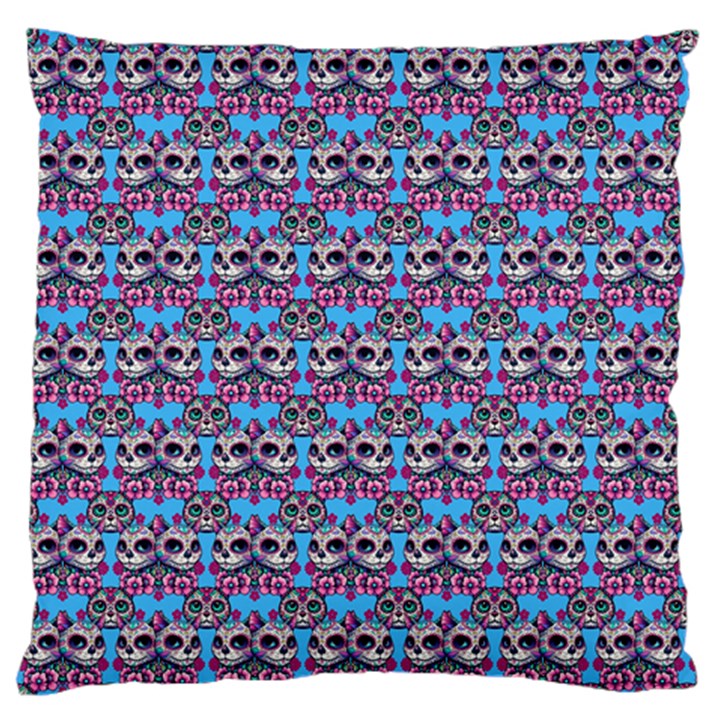 Colorful Sugar Skull Cat Pattern Standard Premium Plush Fleece Cushion Case (One Side)