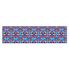 Colorful Sugar Skull Cat Pattern Oblong Satin Scarf (16  X 60 )