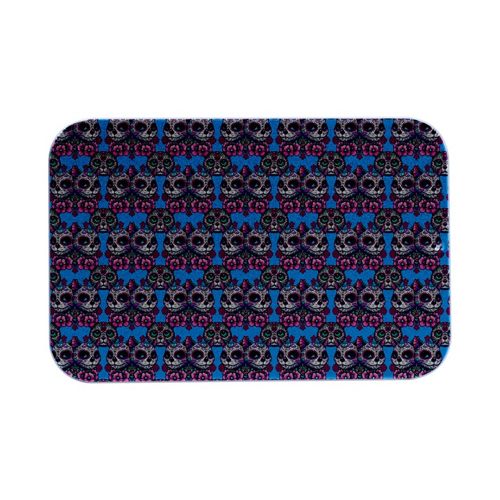 Colorful Sugar Skull Cat Pattern Open Lid Metal Box (Silver)  