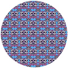 Colorful Sugar Skull Cat Pattern Wooden Puzzle Round