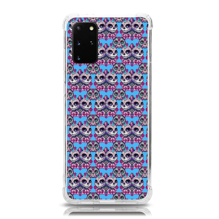 Colorful Sugar Skull Cat Pattern Samsung Galaxy S20 Plus 6.7 Inch TPU UV Case