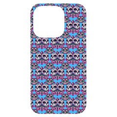 Colorful Sugar Skull Cat Pattern Iphone 14 Pro Black Uv Print Case by ExtraGoodSauce