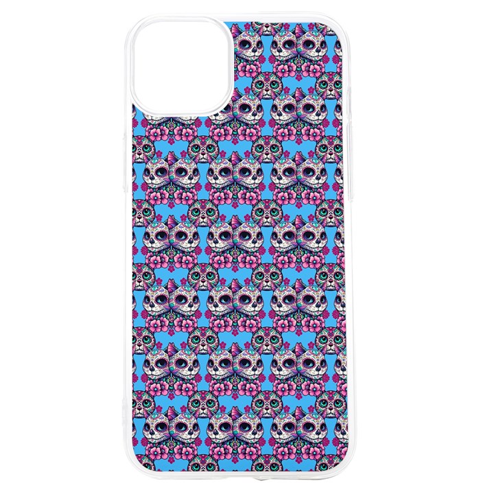 Colorful Sugar Skull Cat Pattern iPhone 15 TPU UV Print Case