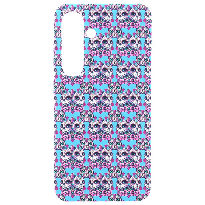 Colorful Sugar Skull Cat Pattern Samsung Galaxy S24 6.2 Inch Black TPU UV Case