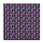 Sugar Skull Cat Pattern Tile Coaster Front