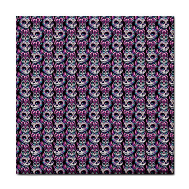 Sugar Skull Cat Pattern Tile Coaster