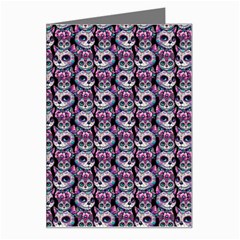 Sugar Skull Cat Pattern Greeting Card by ExtraGoodSauce