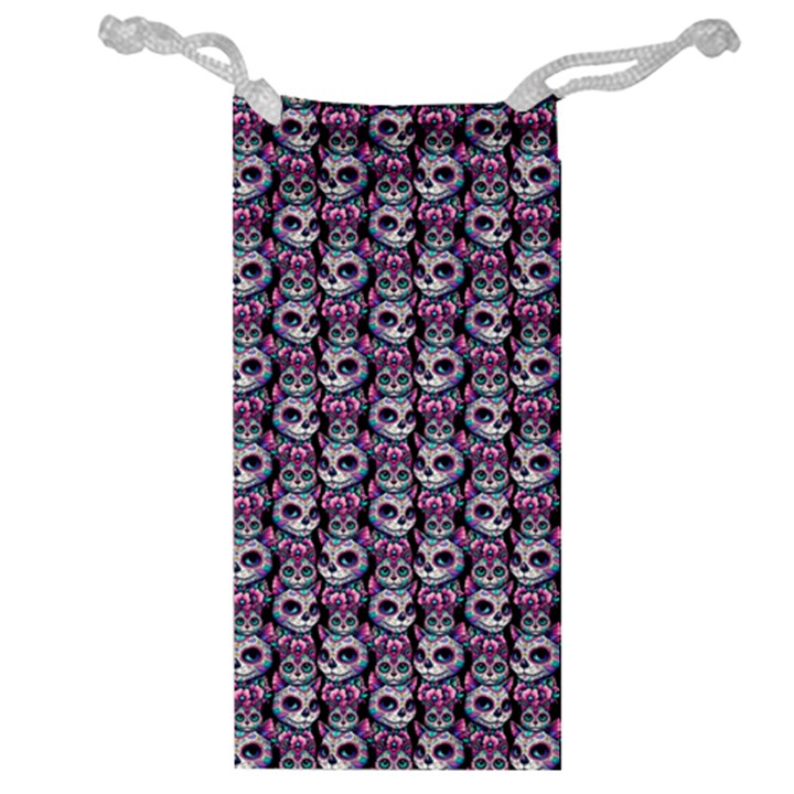 Sugar Skull Cat Pattern Jewelry Bag