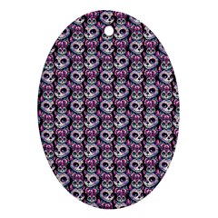 Sugar Skull Cat Pattern Oval Ornament (two Sides)