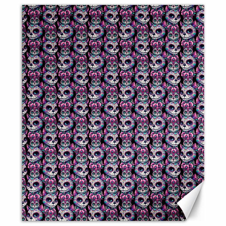 Sugar Skull Cat Pattern Canvas 8  x 10 