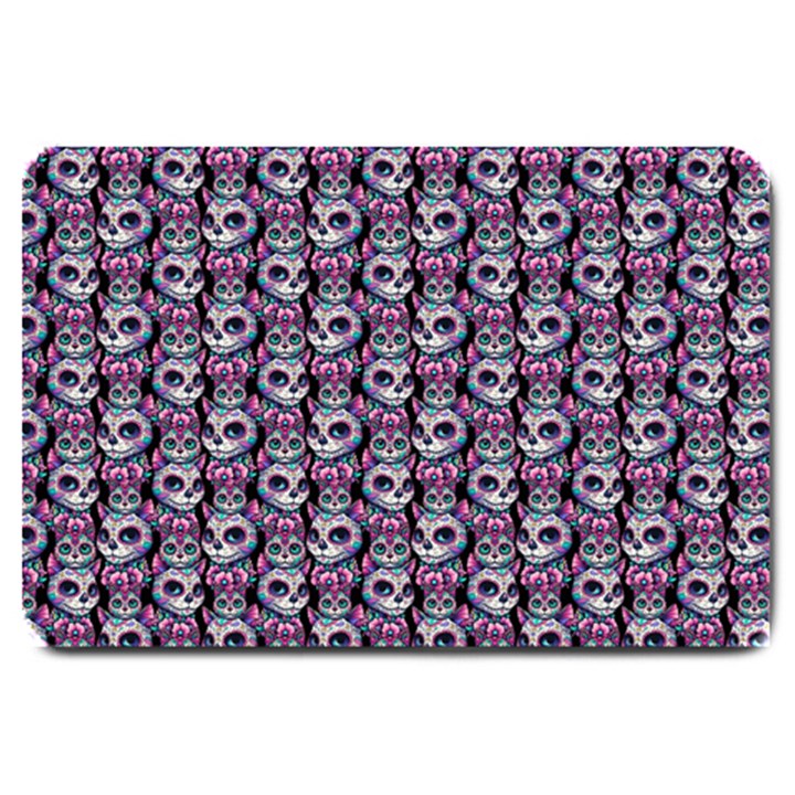 Sugar Skull Cat Pattern Large Doormat