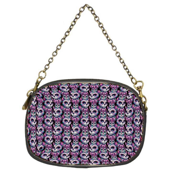 Sugar Skull Cat Pattern Chain Purse (Two Sides)