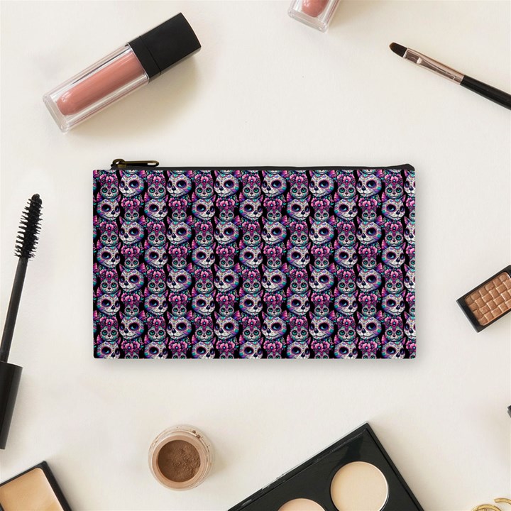 Sugar Skull Cat Pattern Cosmetic Bag (Small)