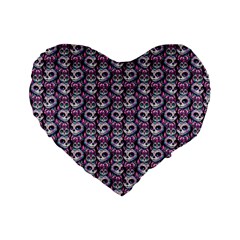 Sugar Skull Cat Pattern Standard 16  Premium Heart Shape Cushions by ExtraGoodSauce