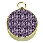 Sugar Skull Cat Pattern Gold Compasses Front